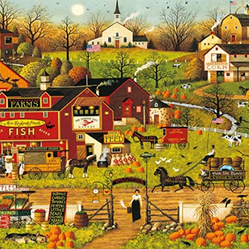 500 Piece Puzzle by Artist Charles Wysocki - Blackbirds Roost at Mill Creek